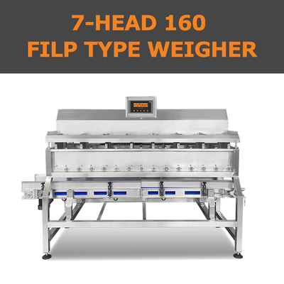 High Speed Sticky Materials Multihead Weigher 7 Head 160 Flip Type For Octopus Beef Slices