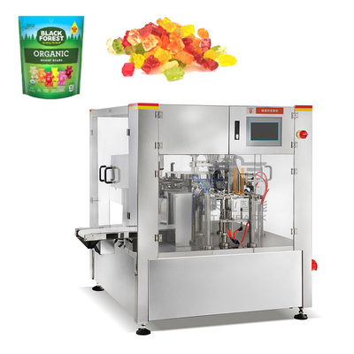 PLC Premade Pouch Packing Machine Soft Sweets Gummy Bears Sugar Zipper Bag Rotary Doypack Packing Machinery