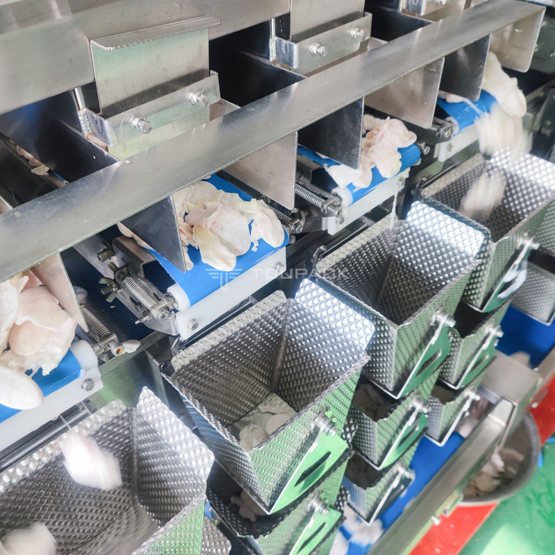 8 Head Combination Weigher Pork Chicken Wings Anti Sticking Screw Feeding Multihead Weigher