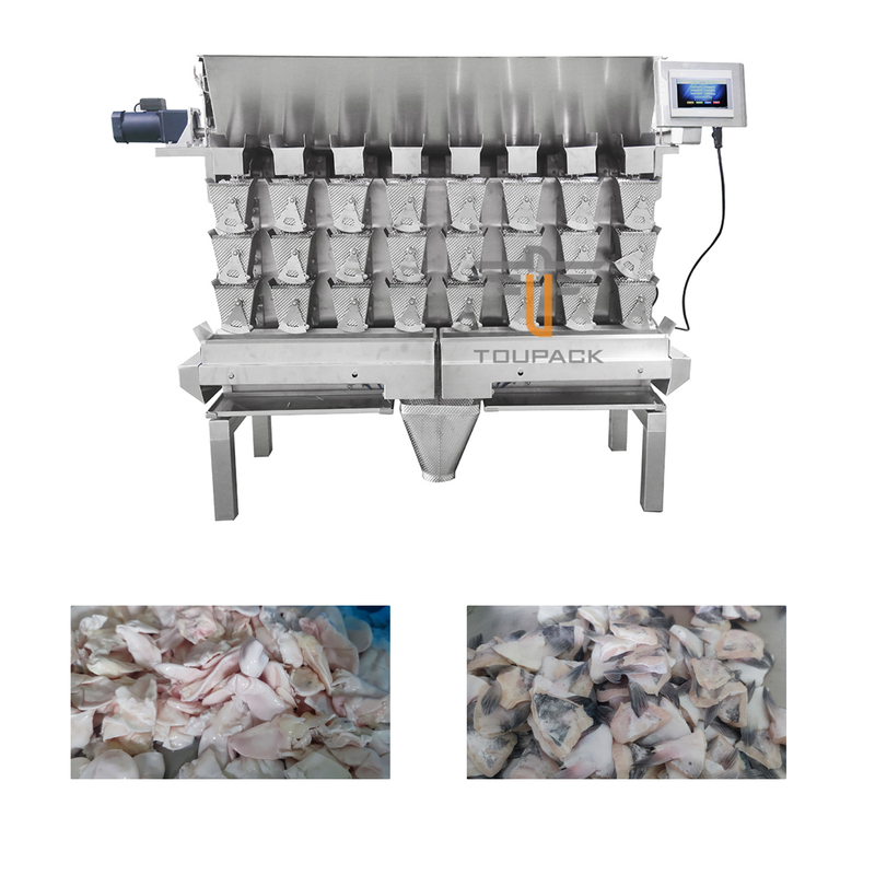 Three Layer 8 Head Screw Feeding Multihead Weigher For Fresh Sticky Food Shredded Meat