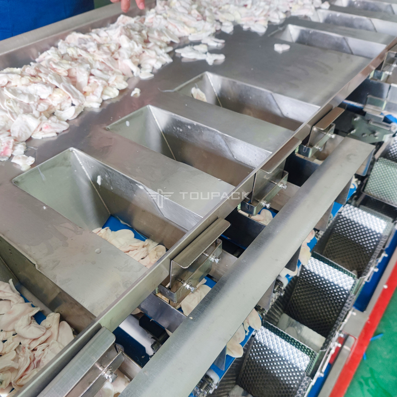 8 Head Combination Weigher Pork Chicken Wings Anti Sticking Screw Feeding Multihead Weigher
