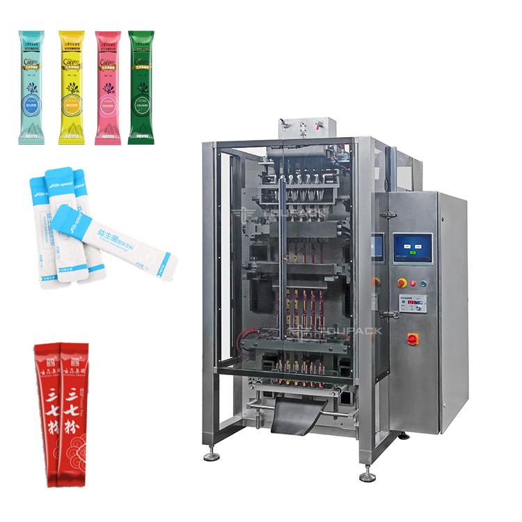 SS Sachet Packing Machine Coffee Powder Sugar Honey 2/6/8/16 Multi Lane Back Seal Packing Machine