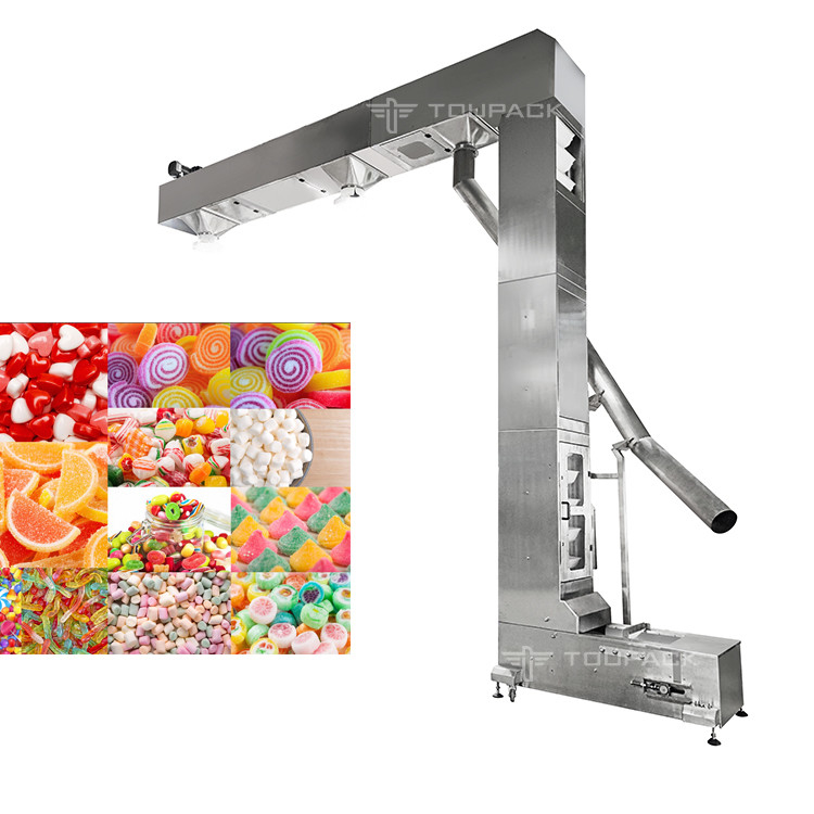 Candy Snack Peanut Grain Tea Chain Bucket Elevator T / C / Z Type Double Outlet  For Food Machine