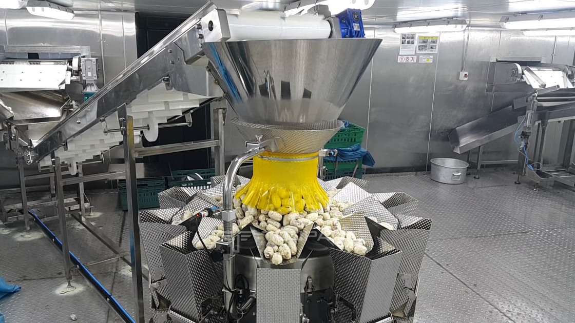 30bpm Automated Packaging System For Frozen Chicken Nuggets Food Industry With Multihead Weigher