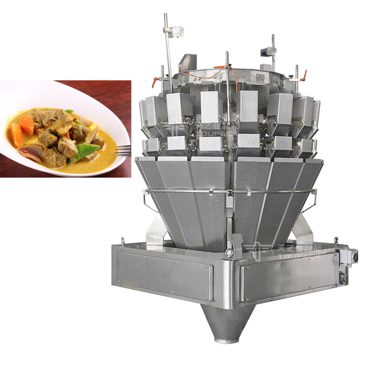 MCU 16 Head Screw Feeding Multihead Weigher For Pre Made Food Beef Curry Fresh Meat