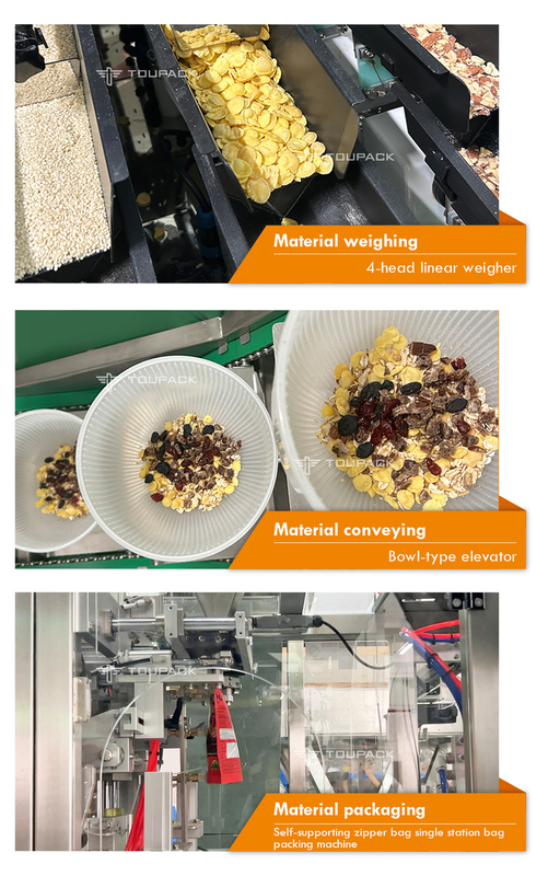 Automatic Weighing Food Packaging Slice Cheese Granule Breakfast Oats Grain Premade Zipper Pouch Nuts Packing Machine