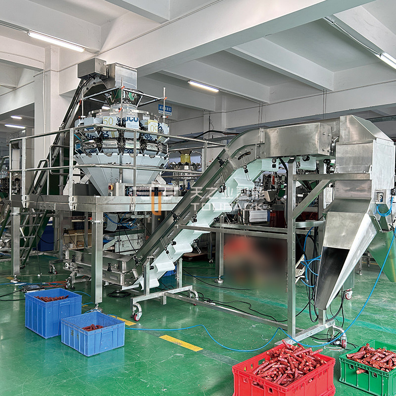 Frankfurt Sausage Multiheads Belt Feeder Combination Weigher Baked Hot Dog Sausage Belt Weigher Packaging Machine