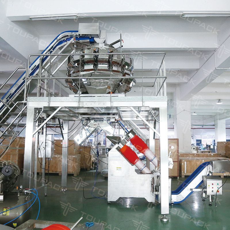 Extra Heavy Duty Caster Fruit Multihead Weigher For Net Bag Clipping Transparent Or Semi-Transparent Mesh Bags