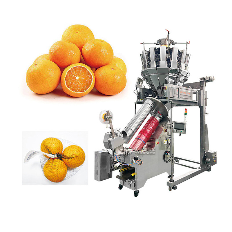 10 Head Multihead Weigher Potato Onion Mesh Bag Packaging Machine Fruit Combination Weigher Production Line