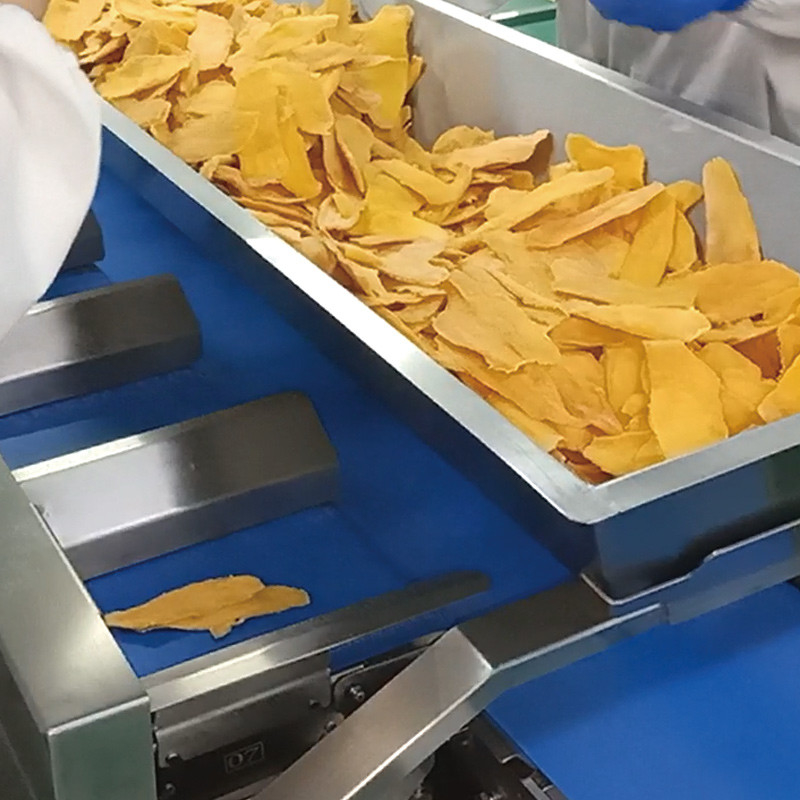 Dried Mango Automatic Multi-Station Belt Conveyor Aquatic Sea Cucumber Fish Fillet Tabletop Target Weight Counterweight Machine