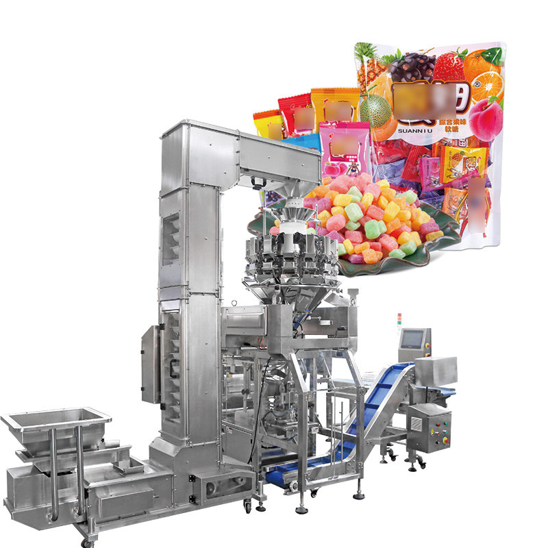 Fully Automatic High Speed Nitrogen Vertical Form Fill Seal Pouch Snack Food Weighing Puffs Food Pellet Packing Machine