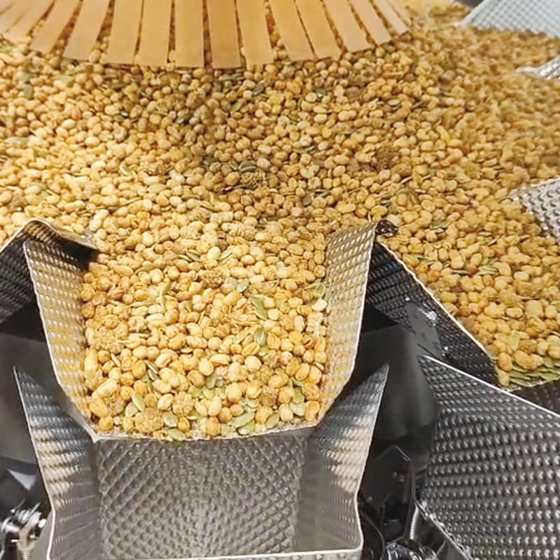 Automatic Bean Seed Nuts Candy Walnut Dried Fruit Food Snack Multi Head Weigher Food Packing Machine With Nitrogen