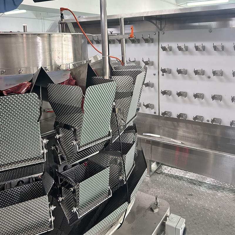 Precise And Efficient Automatic Weighing And Box Packaging System For Ribeye Steaks Screw Multihead Weigher
