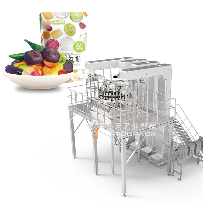 Crispy Dried Vegetables Multihead Weigher Packing Machine Freeze Dried Mixed Fruit Mango Strawberry Packaging Machine