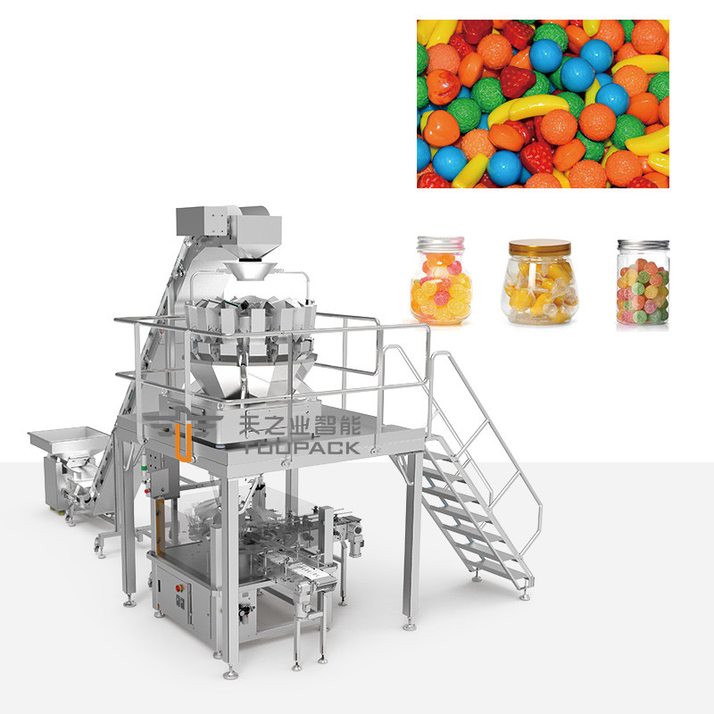 Canning Filling Machine Soft Candy Filling Machine Gummy Bear Filling Machine 14 Head Weigher Packing Machine