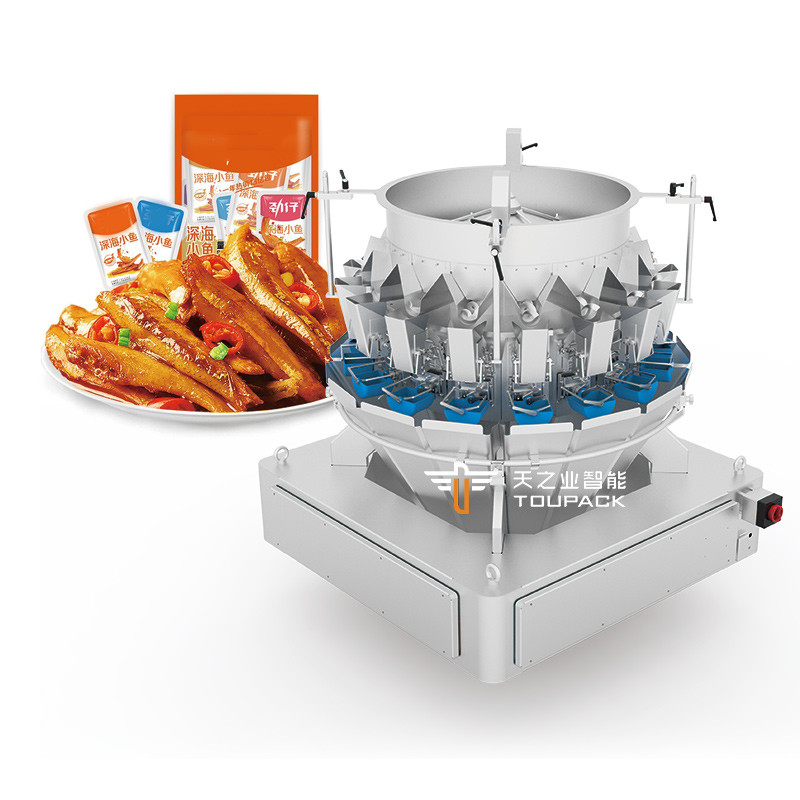 High Accuracy 14 Head Viscous Material Multihead Weigher Shredded Meat Sliced Meat Small Fish Packing Machine