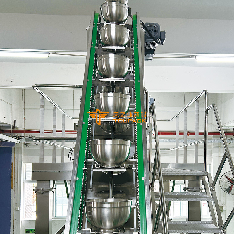 Bowl Type Conveyor Machinery Z-type Elevator Stainless Steel Inclined Bowl Elevator Conveyor For Meat Frozen Food