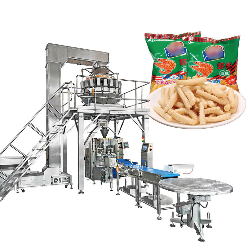 Industrial Multihead Weighers Packing Equipment Popcorn Snack Sugar Biscuits Coffee Cookie Sealing Plastic Bag Packaging Line