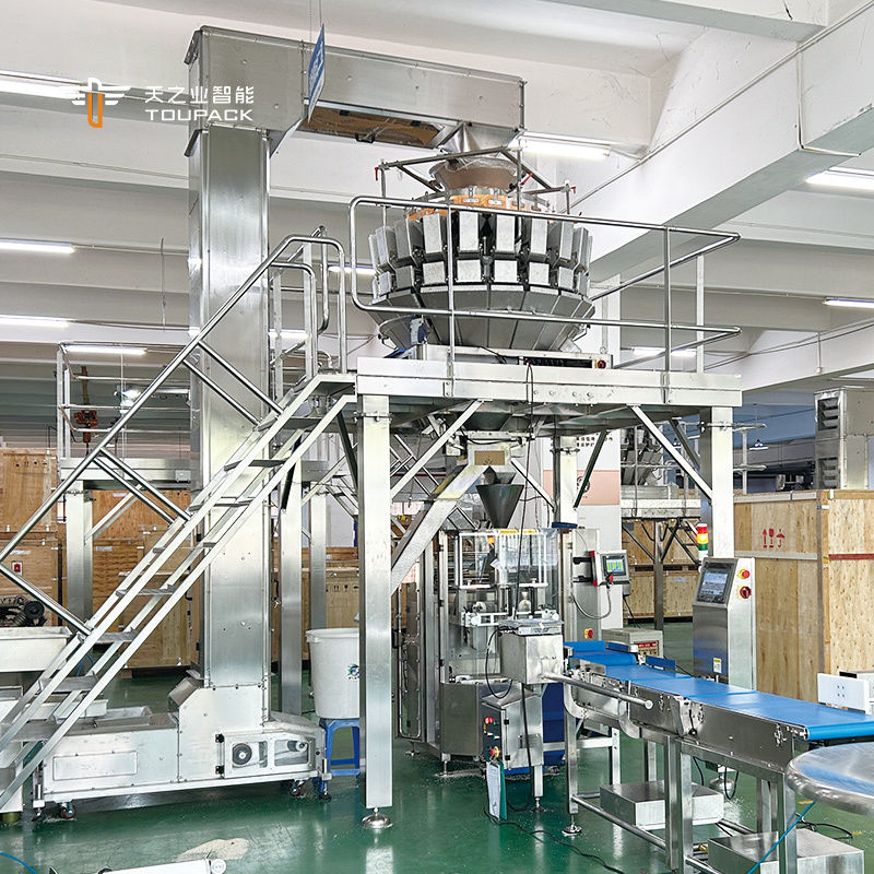 Industrial Multihead Weighers Packing Equipment Popcorn Snack Sugar Biscuits Coffee Cookie Sealing Plastic Bag Packaging Line