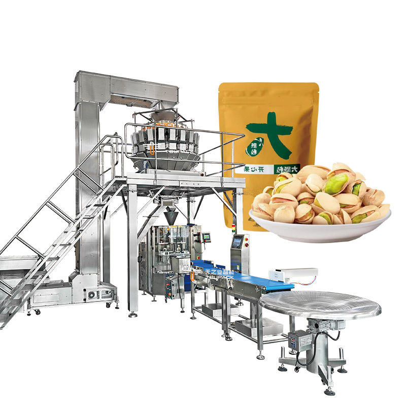 Automatic Pistachio Popcorn Corn Flakes Roasting Peanuts Packing Machine Cashew Nuts Multihead Weigher Packaging Machine