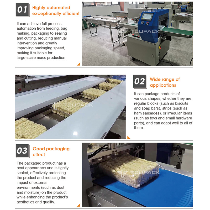 Automatic Servo Motor Soap Bread Flatbread Bag Horizontal Pillow Flow Wrapping Packing Machine Pillow Bag Packing Machine