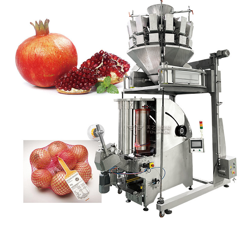 Onion Garlic and Potato Packing Net Bag Making Machine Packing Machine Automatic Mesh Net Bags  Mutihead Weigher Filler Machine