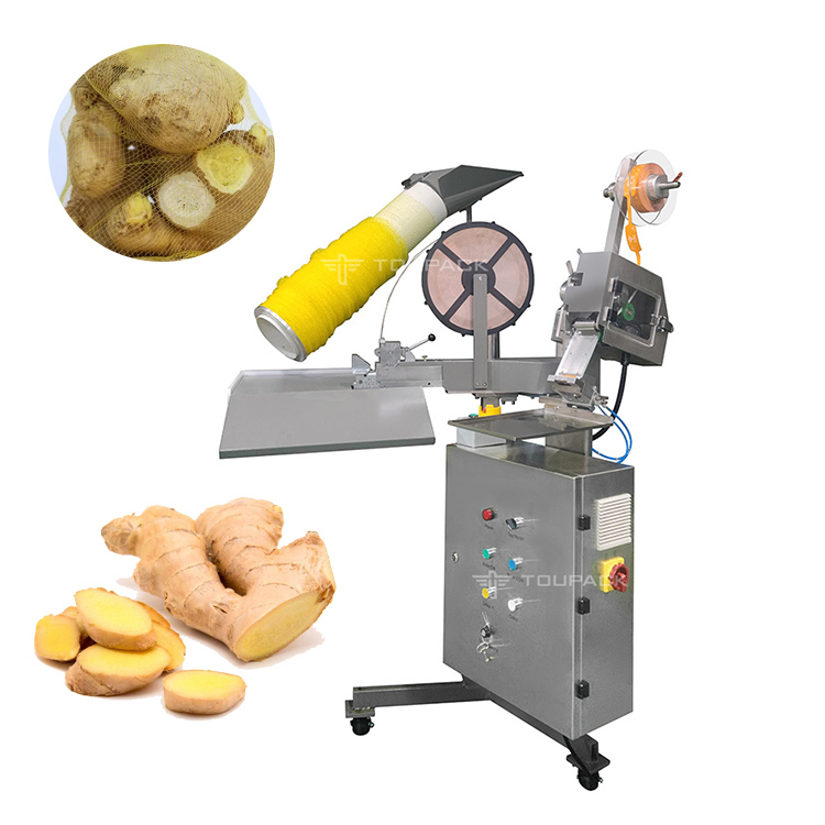 Garlic Mesh Bag Packing Machine with Staples Semi Auto Ginger Mesh Bag Clipping Packing Machine