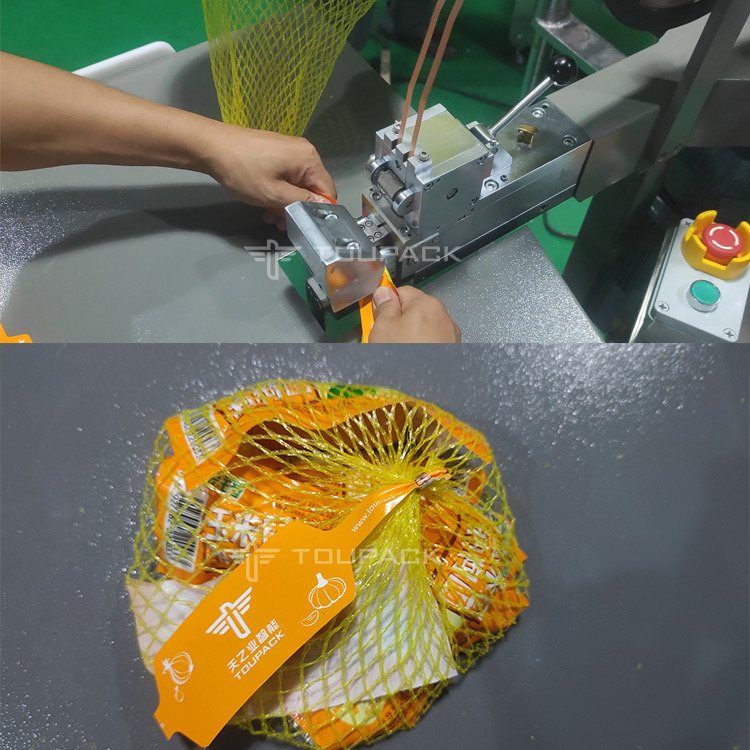 Garlic Mesh Bag Packing Machine with Staples Semi Auto Ginger Mesh Bag Clipping Packing Machine