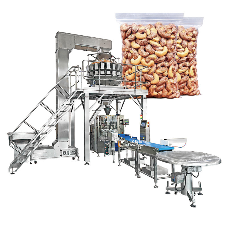 Automatic Electric Multihead Weigher Filler Sealing Machine For Plastic Pouch Packaging Of Dry Fruits Nuts Food High-Accuracy