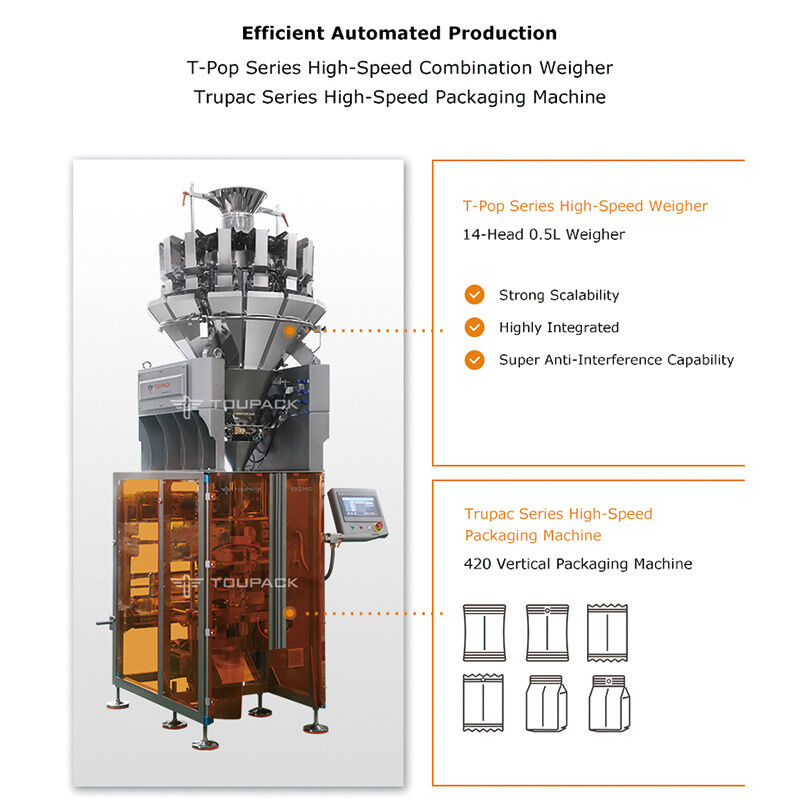Automatic Snack Food Weighing and Packing Machine for Chips Nuts Candy Granules 5-200g High Speed Digital Sensor Packaging Line