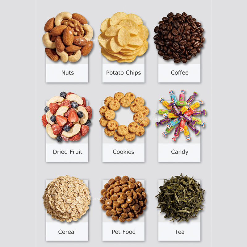 Automatic Snack Food Weighing and Packing Machine for Chips Nuts Candy Granules 5-200g High Speed Digital Sensor Packaging Line