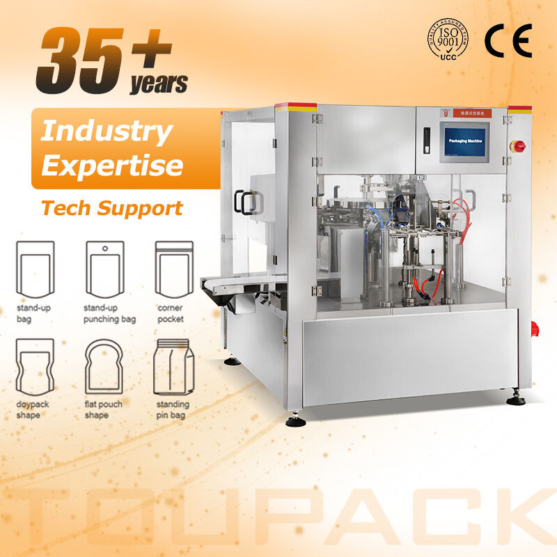 CE Certified Food Grade Rotary Doypack Packaging Machine for Nuts Snacks Premade Zipper Pouches