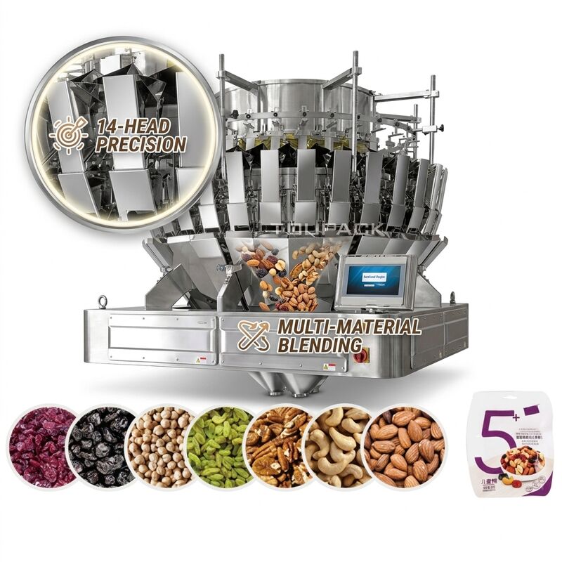 10-14 Head Stainless Steel Granules Multihead Weigher Machine With Touch Screen Display System