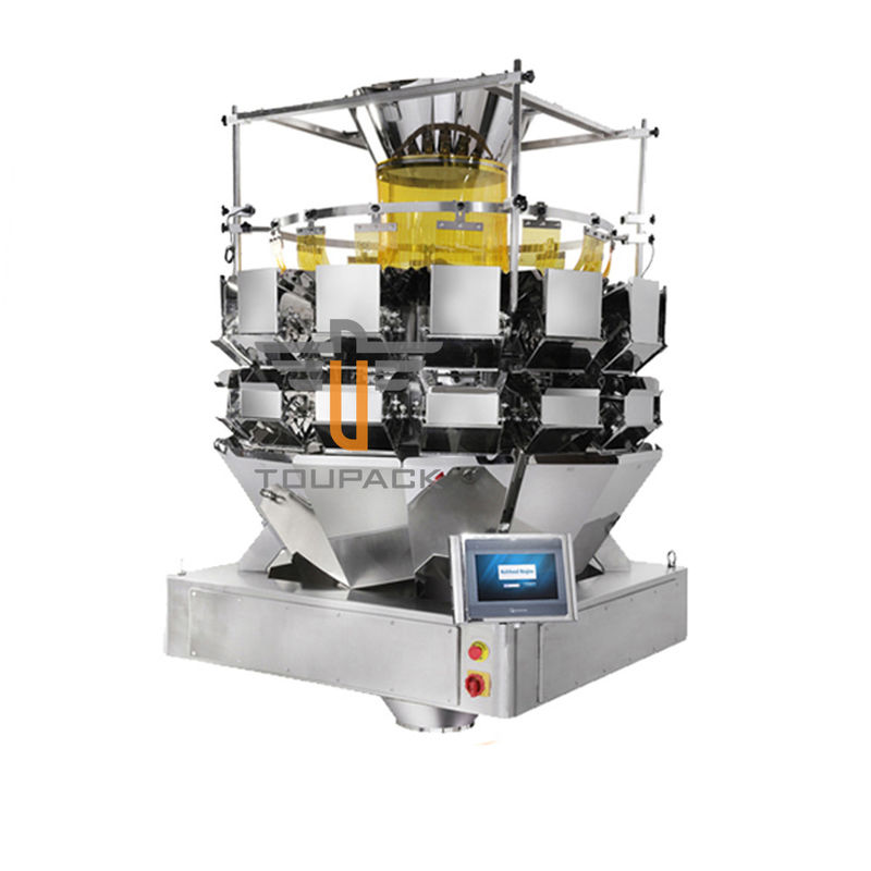 14 Head 5.0L 7.5L Multihead Weigher Machine For Green Bean Salad Cabbage Cat Litter