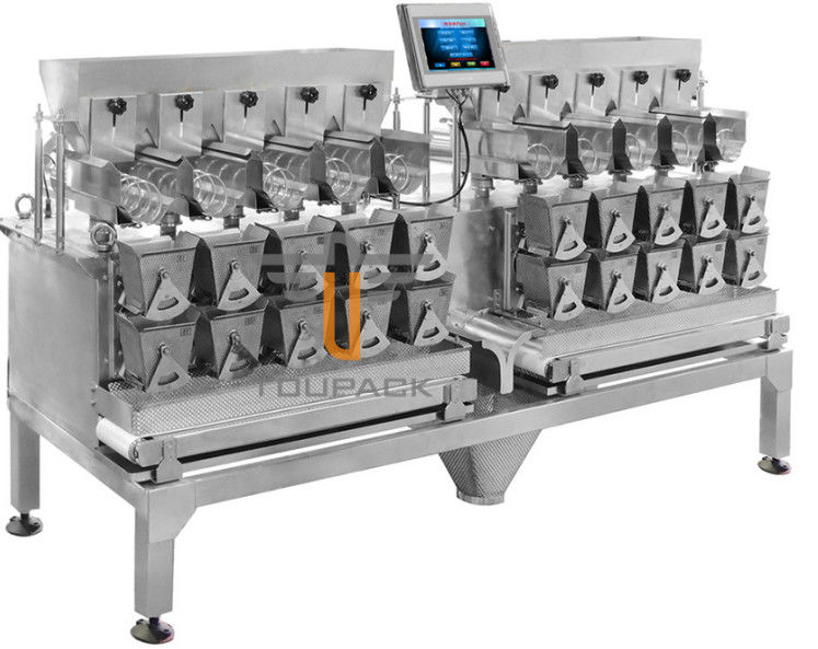 Waterproof Stainless Steel  High Speed Horizontal 8 Heads Sticky Material Multihead Weigher For Oily Food Dimple Plate