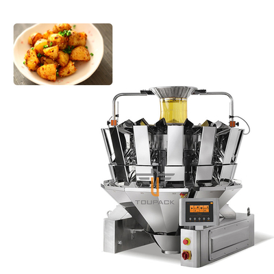 Spicy Potato Cubes Weighing Packing Machine Full Automatic 14 Head Hopper Multihead Weigher