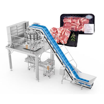 Automatic Meat Tray Sealing Clamshell Packaging Line with Multihead Weigher