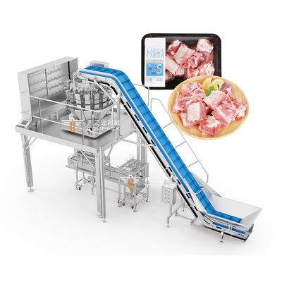 Multihead Weigher Tray Packaging Machine Fresh Meat Tray Sealing Production Line