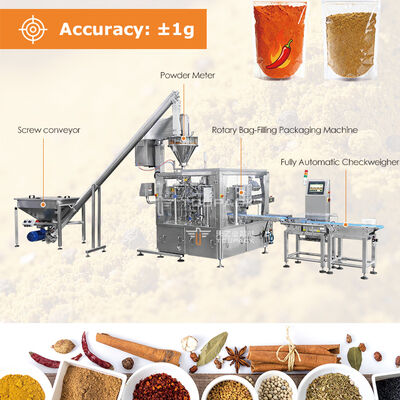 Linear Weigher VFFS Seasoning Packaging Line Automatic High Accuracy Vffs Turmeric Plant Flour Spice Seasoning Powder Wrapping Filling Sealing Blending Bags Food