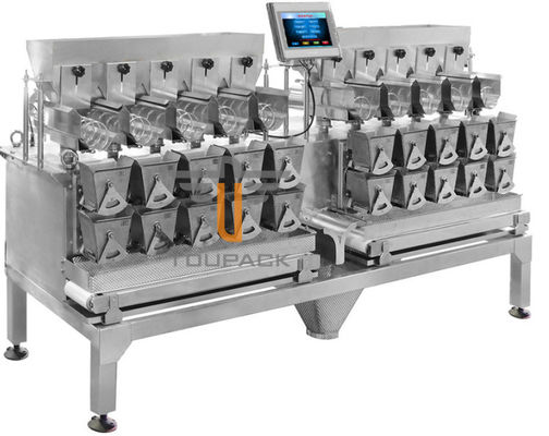 Waterproof Stainless Steel  High Speed Horizontal 8 Heads Sticky Material Multihead Weigher For Oily Food Dimple Plate